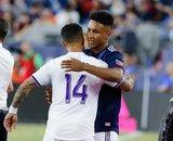 Juan Agudelo (17) during New England Revolution and Orlando City SC MLS match at Gillette Stadium in Foxboro, MA on Saturday, July 27, 2019.  Revs won 4-1. CREDIT/CHRIS ADUAMA
