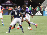 New England Revolution and Orlando City SC MLS match during which Kei Kamara scored his 100th goal and hat trick at Gillette Stadium in Foxboro, MA on Saturday, September 2, 2017. Revs won 4-0. CREDIT/ CHRIS ADUAMA