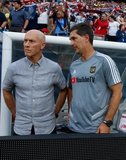 Coach Bruce Arena, Ante Razov, Kenny Arena during New England Revolution and Los Angeles Football Club MLS match at Gillette Stadium in Foxboro, MA on Saturday, August 3, 2019. LAFC won 2-0. CREDIT/CHRIS ADUAMA