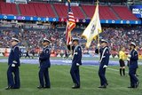 Honor Guards during New England Revolution and Los Angeles Football Club MLS match at Gillette Stadium in Foxboro, MA on Saturday, August 3, 2019. LAFC won 2-0. CREDIT/CHRIS ADUAMA