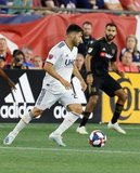 Latif Blessing (7), Carles Gil (22) during New England Revolution and Los Angeles Football Club MLS match at Gillette Stadium in Foxboro, MA on Saturday, August 3, 2019. LAFC won 2-0. CREDIT/CHRIS ADUAMA