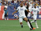 Adama Diomande (99), Andrew Farrell (2) during New England Revolution and Los Angeles Football Club MLS match at Gillette Stadium in Foxboro, MA on Saturday, August 3, 2019. LAFC won 2-0. CREDIT/CHRIS ADUAMA