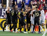 Teams argue during New England Revolution and Los Angeles Football Club MLS match at Gillette Stadium in Foxboro, MA on Saturday, August 3, 2019. LAFC won 2-0. CREDIT/CHRIS ADUAMA