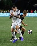 Gustavo Bou (7), Walker Zimmerman (25) during New England Revolution and Los Angeles Football Club MLS match at Gillette Stadium in Foxboro, MA on Saturday, August 3, 2019. LAFC won 2-0. CREDIT/CHRIS ADUAMA