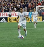 Edgar Castillo (8) during New England Revolution and Los Angeles Football Club MLS match at Gillette Stadium in Foxboro, MA on Saturday, August 3, 2019. LAFC won 2-0. CREDIT/CHRIS ADUAMA