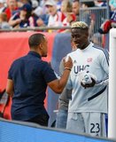 Charlie Davies, Wilfried Zahibo (23) during New England Revolution and Los Angeles Football Club MLS match at Gillette Stadium in Foxboro, MA on Saturday, August 3, 2019. LAFC won 2-0. CREDIT/CHRIS ADUAMA