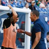 Lee Nguyen (24), Charlie Davies during New England Revolution and Los Angeles Football Club MLS match at Gillette Stadium in Foxboro, MA on Saturday, August 3, 2019. LAFC won 2-0. CREDIT/CHRIS ADUAMA
