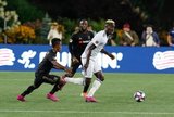 Wilfried Zahibo (23), Latif Blessing (7) during New England Revolution and Los Angeles Football Club MLS match at Gillette Stadium in Foxboro, MA on Saturday, August 3, 2019. LAFC won 2-0. CREDIT/CHRIS ADUAMA