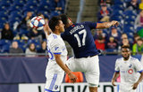 Shamit Shome (28), Juan Agudelo (17) during New England Revolution and Montreal Impact MLS match at Gillette Stadium in Foxboro, MA on Wednesday, April 24, 2019. Montreal beat Revs 3-0. CREDIT/ CHRIS ADUAMA