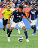 Juan Agudelo (17) during New England Revolution and Montreal Impact MLS match at Gillette Stadium in Foxboro, MA on Wednesday, April 24, 2019. Montreal beat Revs 3-0. CREDIT/ CHRIS ADUAMA