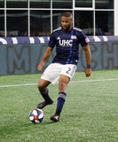 Andrew Farrell (2) during New England Revolution and Montreal Impact MLS match at Gillette Stadium in Foxboro, MA on Wednesday, April 24, 2019. Montreal beat Revs 3-0. CREDIT/ CHRIS ADUAMA