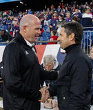 Revs Head Coach Brad Friedel, Coach Remi Garde during New England Revolution and Montreal Impact MLS match at Gillette Stadium in Foxboro, MA on Wednesday, April 24, 2019. Montreal beat Revs 3-0. CREDIT/ CHRIS ADUAMA