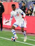 Clement Bayiha (27) during New England Revolution and Montreal Impact MLS match at Gillete Stadium in Foxboro, MA on Wednesday, April 24, 2019. Montreal beat Revs 3-0. CREDIT/ CHRIS ADUAMA