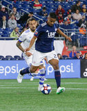 Michael Mancienne (28), Maximiliano Urruti (37) during New England Revolution and Montreal Impact MLS match at Gillette Stadium in Foxboro, MA on Wednesday, April 24, 2019. Montreal beat Revs 3-0. CREDIT/ CHRIS ADUAMA