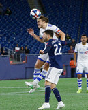 Samuel Piette (6), Carles Gil (22) during New England Revolution and Montreal Impact MLS match at Gillette Stadium in Foxboro, MA on Wednesday, April 24, 2019. Montreal beat Revs 3-0. CREDIT/ CHRIS ADUAMA