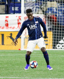 Jalil Anibaba (3) during New England Revolution and Montreal Impact MLS match at Gillette Stadium in Foxboro, MA on Wednesday, April 24, 2019. Montreal beat Revs 3-0. CREDIT/ CHRIS ADUAMA