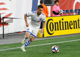 Daniel Lovitz (3) during New England Revolution and Montreal Impact MLS match at Gillette Stadium in Foxboro, MA on Wednesday, April 24, 2019. Montreal beat Revs 3-0. CREDIT/ CHRIS ADUAMA
