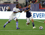Michael Azira (32), Edgar Castillo (8) during New England Revolution and Montreal Impact MLS match at Gillete Stadium in Foxboro, MA on Wednesday, April 24, 2019. Montreal beat Revs 3-0. CREDIT/ CHRIS ADUAMA