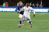 Zachary Brault-Guillard (15), Scott Caldwell (6) during New England Revolution and Montreal Impact MLS match at Gillette Stadium in Foxboro, MA on Wednesday, April 24, 2019. Montreal beat Revs 3-0. CREDIT/ CHRIS ADUAMA