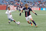 Chris Tierney (8) and Miguel Ibarra (10) during New England Revolution and Minnesota United FC MLS match at Gillette Stadium in Foxboro, MA on Saturday, March 25, 2017. Revs won 5-2. CREDIT/ CHRIS ADUAMA