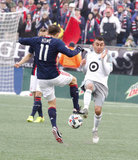 Kelyn Rowe (11) and Miguel Ibarra (10) during New England Revolution and Minnesota FC MLS match at Gillette Stadium in Foxboro, MA on Saturday, March 25, 2017. Revs won 5-2. CREDIT/ CHRIS ADUAMA