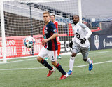 Scott Caldwell (6) and Mohammed Saeid (8) during New England Revolution and Minnesota United FC MLS match at Gillette Stadium in Foxboro, MA on Saturday, March 25, 2017. Revs won 5-2. CREDIT/ CHRIS ADUAMA