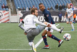 Vadim Demidov (6) and Juan Agudelo (17) during New England Revolution and Minnesota United FC MLS match at Gillette Stadium in Foxboro, MA on Saturday, March 25, 2017. Revs won 5-2. CREDIT/ CHRIS ADUAMA