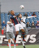 Juan Agudelo (17) and Vadim Demidov (6) during New England Revolution and Minnesota United FC MLS match at Gillette Stadium in Foxboro, MA on Saturday, March 25, 2017. Revs won 5-2. CREDIT/ CHRIS ADUAMA