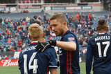 Chris Tierney (8) during New England Revolution and Minnesota United FC MLS match at Gillette Stadium in Foxboro, MA on Saturday, March 25, 2017. Revs won 5-2. CREDIT/ CHRIS ADUAMA