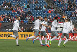 MUFC goal celebration during New England Revolution and Minnesota United FC MLS match at Gillette Stadium in Foxboro, MA on Saturday, March 25, 2017. Revs won 5-2. CREDIT/ CHRIS ADUAMA