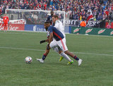 Andrew Farrell (2) and Jerome Thiesson (3) during New England Revolution and Minnesota United FC MLS match at Gillette Stadium in Foxboro, MA on Saturday, March 25, 2017. Revs won 5-2. CREDIT/ CHRIS ADUAMA
