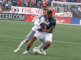Andrew Farrell (2) and Jerome Thiesson (3) during New England Revolution and Minnesota FC MLS match at Gillette Stadium in Foxboro, MA on Saturday, March 25, 2017. Revs won 5-2. CREDIT/ CHRIS ADUAMA