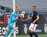 Cody Cropper (1) and Antonio Delamea (19) during New England Revolution and Minnesota FC MLS match at Gillette Stadium in Foxboro, MA on Saturday, March 25, 2017. Revs won 5-2. CREDIT/ CHRIS ADUAMA