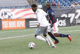 Abu Danladi (9) and Benjamin Angoua (4) during New England Revolution and Minnesota FC MLS match at Gillette Stadium in Foxboro, MA on Saturday, March 25, 2017. Revs won 5-2. CREDIT/ CHRIS ADUAMA