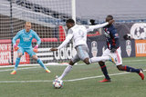 Scott Caldwell (6) and  Abu Danladi (9) during New England Revolution and Minnesota FC MLS match at Gillette Stadium in Foxboro, MA on Saturday, March 25, 2017. Revs won 5-2. CREDIT/ CHRIS ADUAMA