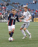 Scott Caldwell (6) and Collin Martin (17) during New England Revolution and Minnesota FC MLS match at Gillette Stadium in Foxboro, MA on Saturday, March 25, 2017. Revs won 5-2. CREDIT/ CHRIS ADUAMA