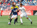 Carles Gil (22), Ethan Finlay (13) during New England Revolution and Minnesota United FC MLS match at Gillette Stadium in Foxboro, MA on Saturday, March 30, 2019. Revs won 2-1. CREDIT/ CHRIS ADUAMA