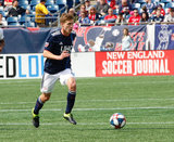 Scott Caldwell (6) during New England Revolution and Minnesota United FC MLS match at Gillette Stadium in Foxboro, MA on Saturday, March 30, 2019. Revs won 2-1. CREDIT/ CHRIS ADUAMA