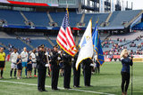 National Anthem during New England Revolution and Minnesota United FC MLS match at Gillette Stadium in Foxboro, MA on Saturday, March 30, 2019. Revs won 2-1. CREDIT/ CHRIS ADUAMA
