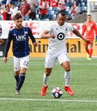 Carles Gil (22), Angelo Rodriguez (9) during New England Revolution and Minnesota United FC MLS match at Gillette Stadium in Foxboro, MA on Saturday, March 30, 2019. Revs won 2-1. CREDIT/ CHRIS ADUAMA