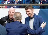 Revs Head Coach Brad Friedel, Tore Andre Flo - former Chelsea FC striker before New England Revolution and Minnesota United FC MLS match at Gillette Stadium in Foxboro, MA on Saturday, March 30, 2019. Revs won 2-1. CREDIT/ CHRIS ADUAMA