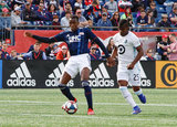 Darwin Quintero (25), Luis Caicedo (27) during New England Revolution and Minnesota United FC MLS match at Gillette Stadium in Foxboro, MA on Saturday, March 30, 2019. Revs won 2-1. CREDIT/ CHRIS ADUAMA