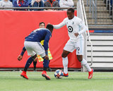 Jalil Anibaba (3), Abu Danladi (99) during New England Revolution and Minnesota United FC MLS match at Gillette Stadium in Foxboro, MA on Saturday, March 30, 2019. Revs won 2-1. CREDIT/ CHRIS ADUAMA