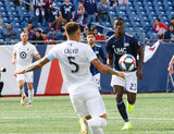 Francisco Calvo (5), Wilfried Zahibo (23)  during New England Revolution and Minnesota United FC MLS match at Gillette Stadium in Foxboro, MA on Saturday, March 30, 2019. Revs won 2-1. CREDIT/ CHRIS ADUAMA