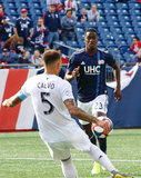 Francisco Calvo (5), Wilfried Zahibo (23)  during New England Revolution and Minnesota United FC MLS match at Gillette Stadium in Foxboro, MA on Saturday, March 30, 2019. Revs won 2-1. CREDIT/ CHRIS ADUAMA