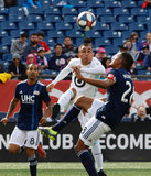 Michael Mancienne (28), Miguel Ibarra (10) during New England Revolution and Minnesota United FC MLS match at Gillette Stadium in Foxboro, MA on Saturday, March 30, 2019. Revs won 2-1. CREDIT/ CHRIS ADUAMA