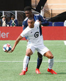 Angelo Rodriguez (9), Jalil Anibaba (3) during New England Revolution and Minnesota United FC MLS match at Gillette Stadium in Foxboro, MA on Saturday, March 30, 2019. Revs won 2-1. CREDIT/ CHRIS ADUAMA