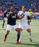 Andrew Farrell (2), Francisco Calvo (5) during New England Revolution and Minnesota United FC MLS match at Gillette Stadium in Foxboro, MA on Saturday, March 30, 2019. Revs won 2-1. CREDIT/ CHRIS ADUAMA