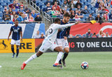 Abu Danladi (99), Carles Gil (22) during New England Revolution and Minnesota United FC MLS match at Gillette Stadium in Foxboro, MA on Saturday, March 30, 2019. Revs won 2-1. CREDIT/ CHRIS ADUAMA