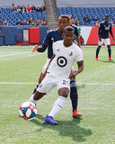 Darwin Quintero (25), Luis Caicedo (27) during New England Revolution and Minnesota United FC MLS match at Gillette Stadium in Foxboro, MA on Saturday, March 30, 2019. Revs won 2-1. CREDIT/ CHRIS ADUAMA